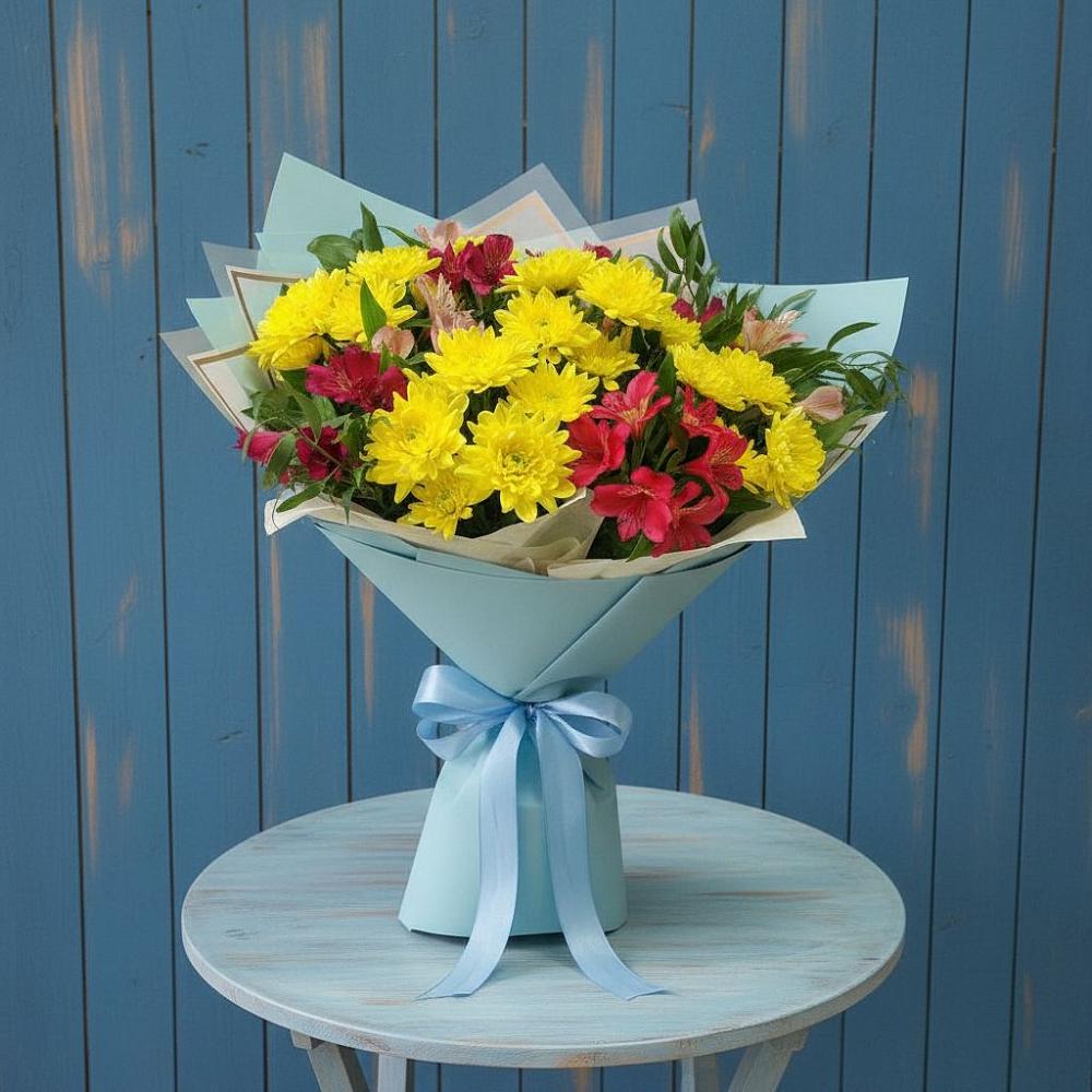 Букет цветов из: Альстромерии и Хризантемы в Нахабино