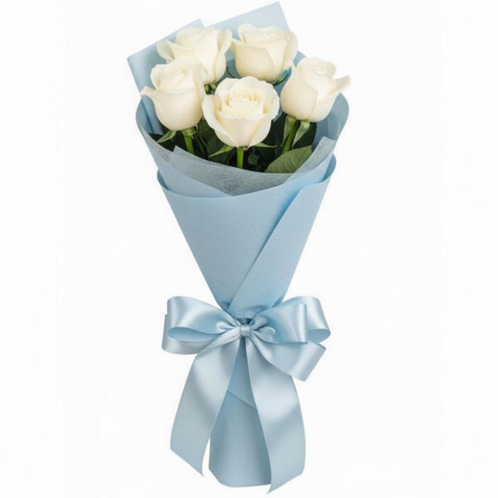 Букет 5 Белых роз Проуд в Нахабино