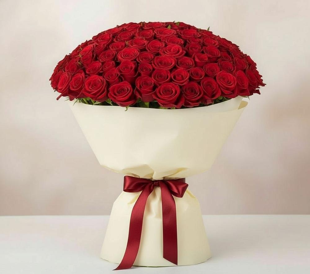 Букет 101 Красная роза Милано в Нахабино