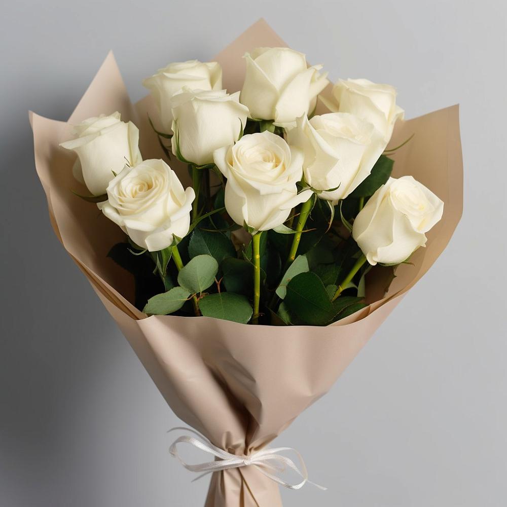 Букет 9 Белых роз Эдлесс Лав в Нахабино