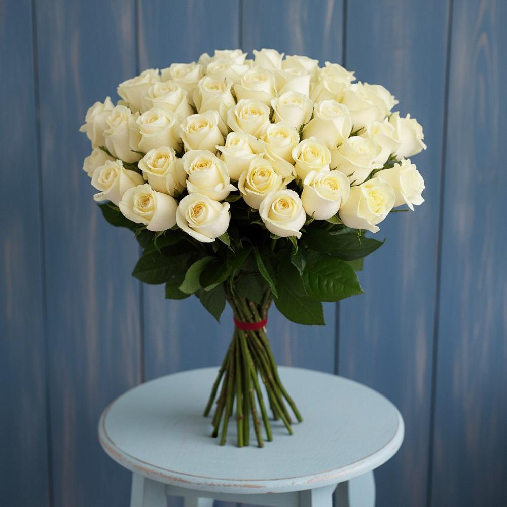 Букет 51 Белая роза Эдлесс Лав в Нахабино