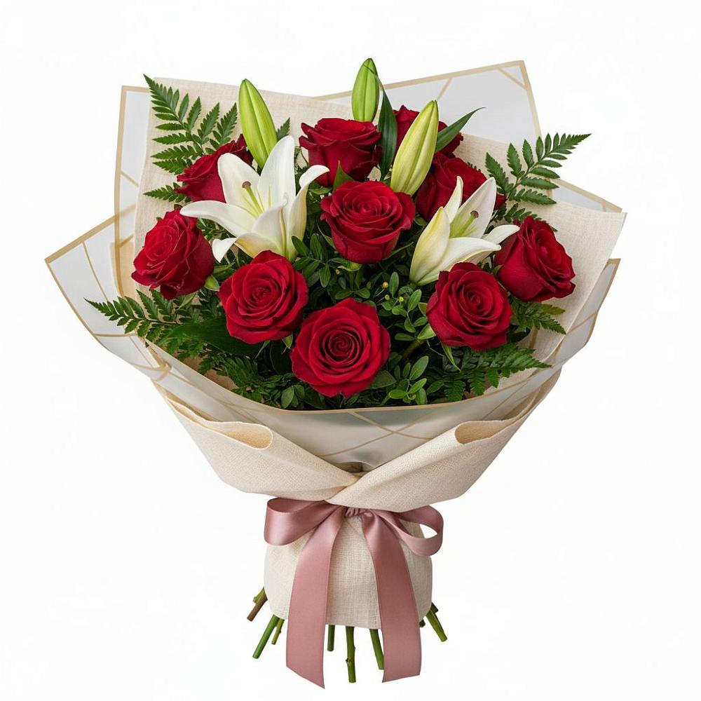 Букет цветов из: Лилии и Розы в Нахабино