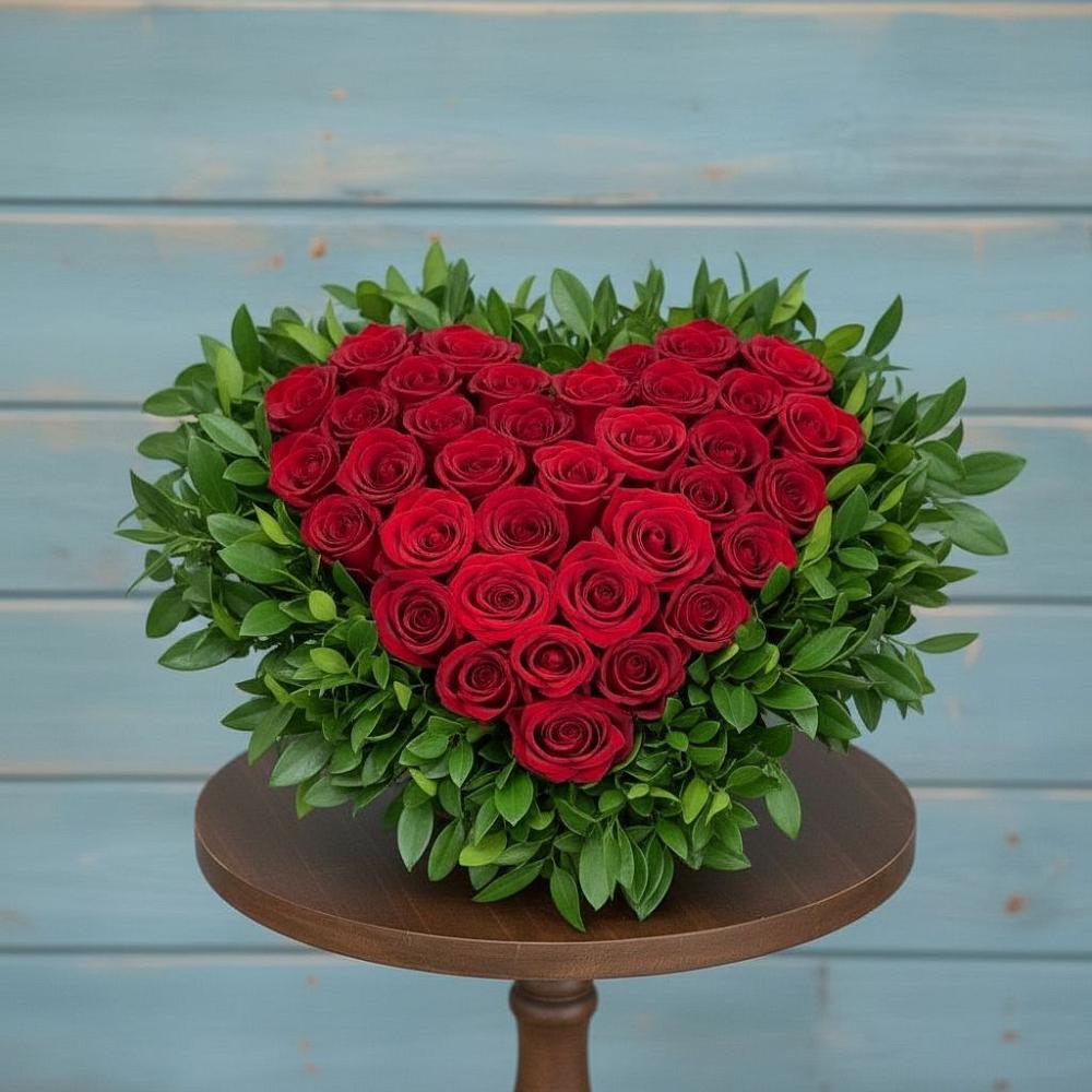 Цветочная композиция из Розы в виде сердца в Нахабино