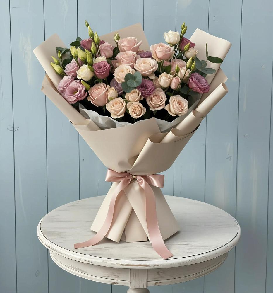 Букет цветов из: Розы и Лизиантусы в Нахабино