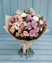 Букет цветов из:  Хризантемы, Розы и Альстромерии в Нахабино