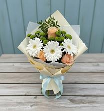 Букет цветов из:  Герберы, Розы и Хризантемы в Нахабино